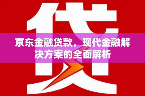 太平京东金融贷款，现代金融解决方案的全面解析