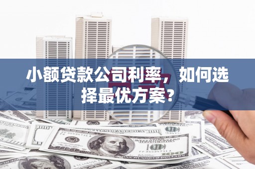 太平小额贷款公司利率，如何选择最优方案？