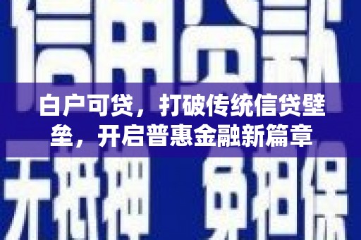 太平白户可贷，打破传统信贷壁垒，开启普惠金融新篇章